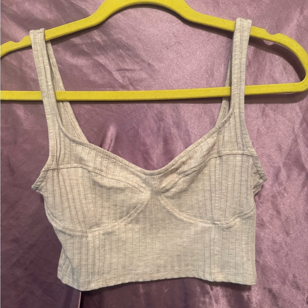H&M Cream Ribbed Bustier Cami Crop Top
